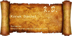 Korek Dániel névjegykártya